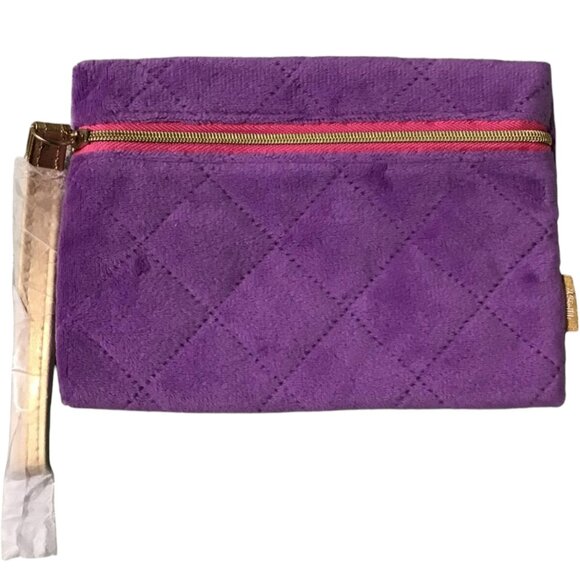 IPSY Glam Bag wristlet purple Velvet Gold Zipper - Picture 1 of 3